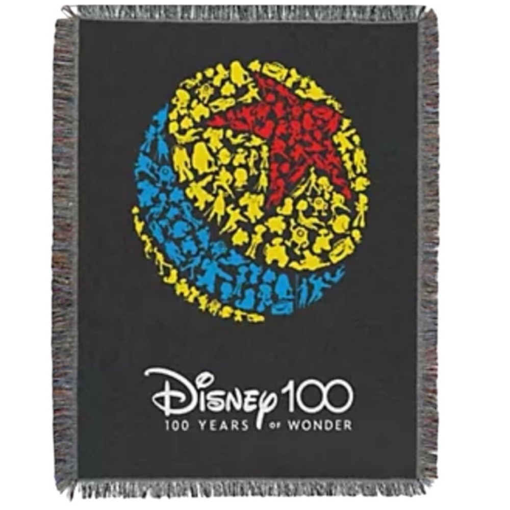 Disney Black Throw Blanket with Red, Blue, and Yellow Design